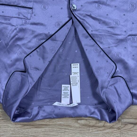 Victoria’s Secret Satin Pajama Sleep Shirt Button Down Long Sleeve Purple S.XXL - Picture 4 of 9